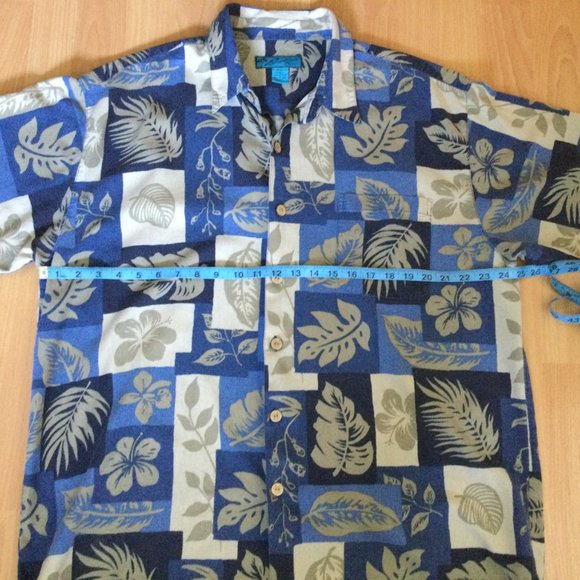 Paradise Blue Silk Cotton Blend XXL Tropical Shirt Party Vacation Cruise - Picture 3 of 8